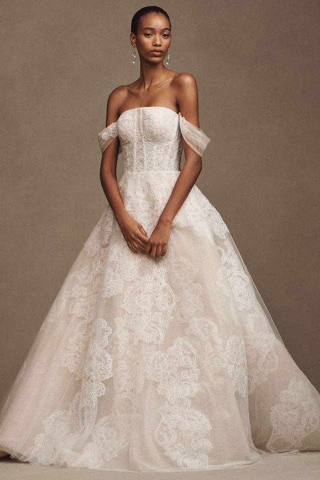 Watters Ilene Strapless A-Line Lace Wedding Dress #4