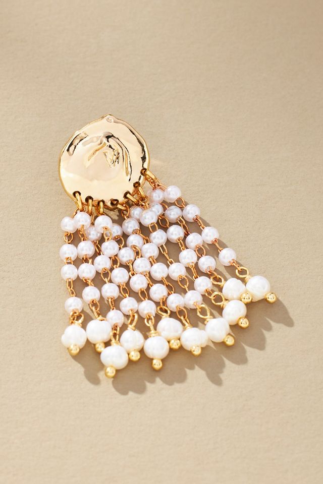 Molten Metal Pearl Fringe Drop Earrings #1