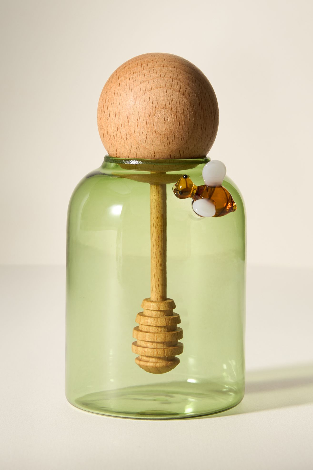 Catania Glass Honey Pot - Green, One Size