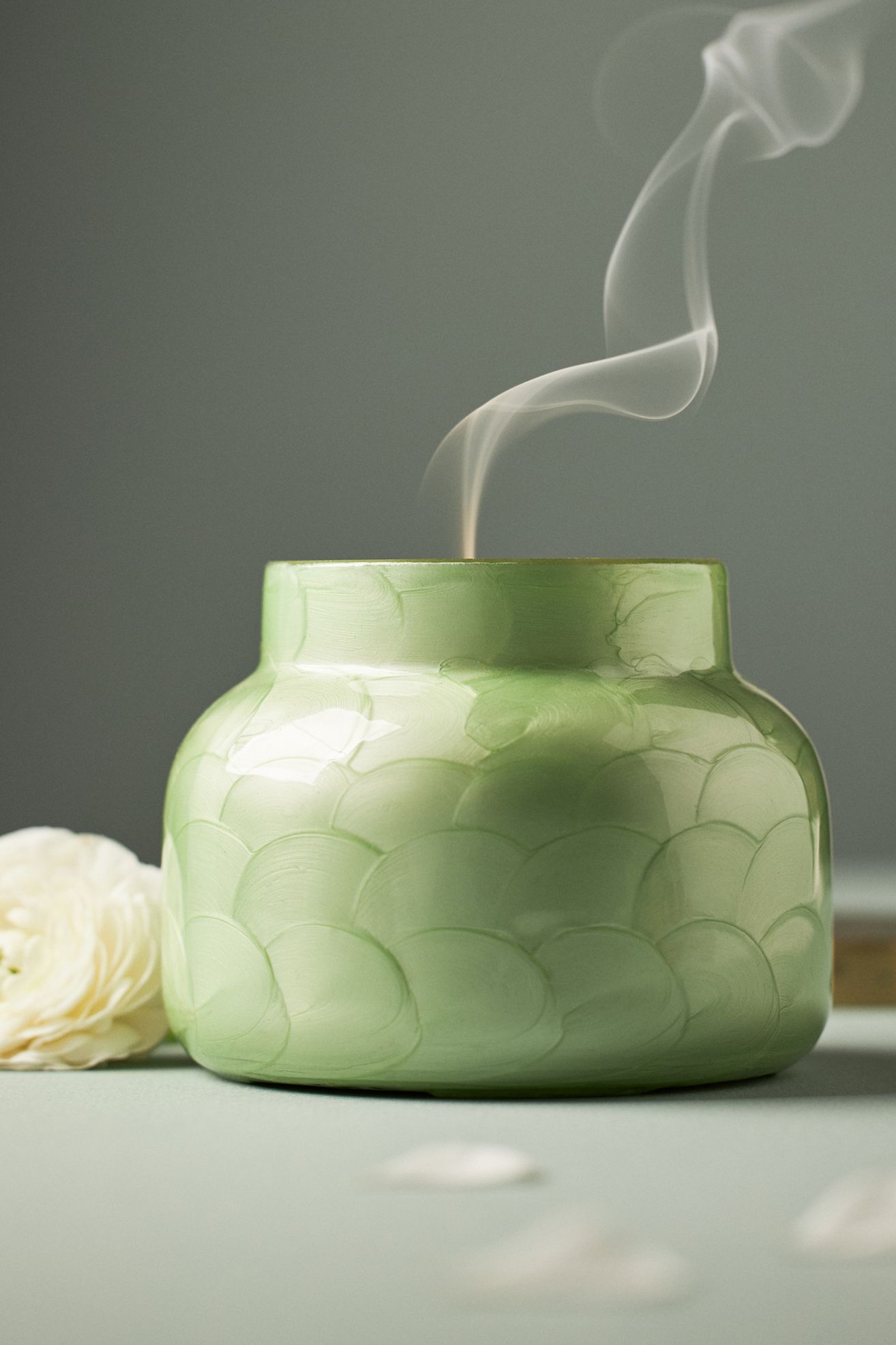Capri Blue Volcano Green Capiz Jar Candle - Deep Blue/Off White/Shocking Pink