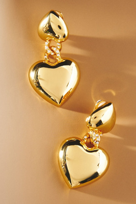 Kenneth Jay Lane Double Heart Drop Earrings | Anthropologie
