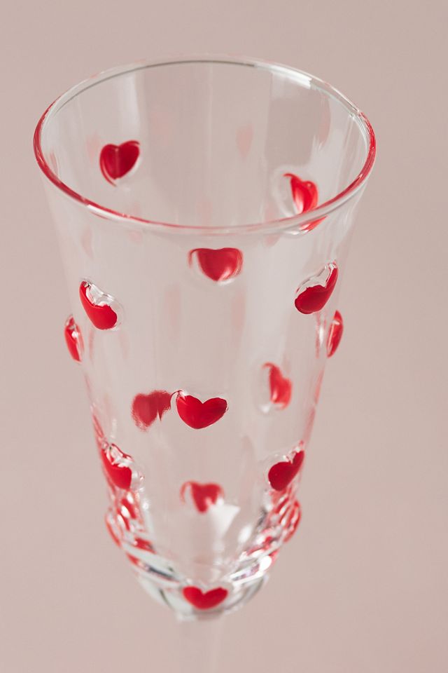 Handpainted Amorette Heart Flute Glass #2