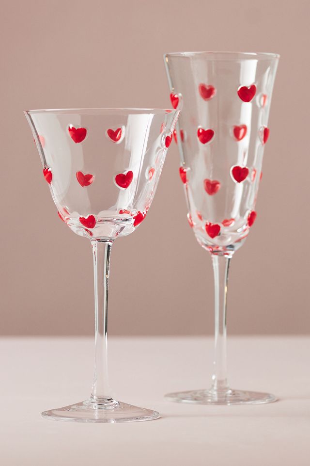 Handpainted Amorette Heart Icon Coupe Glass #2