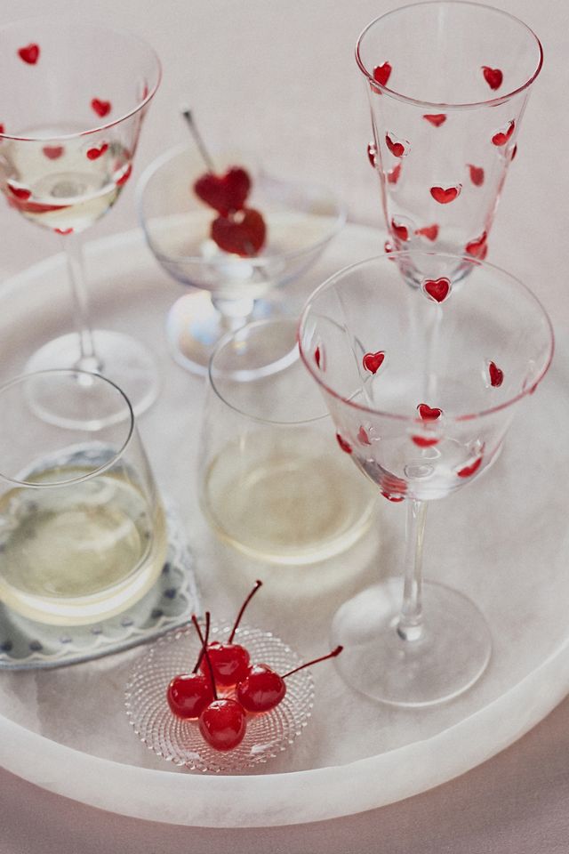 Handpainted Amorette Heart Icon Coupe Glass #4