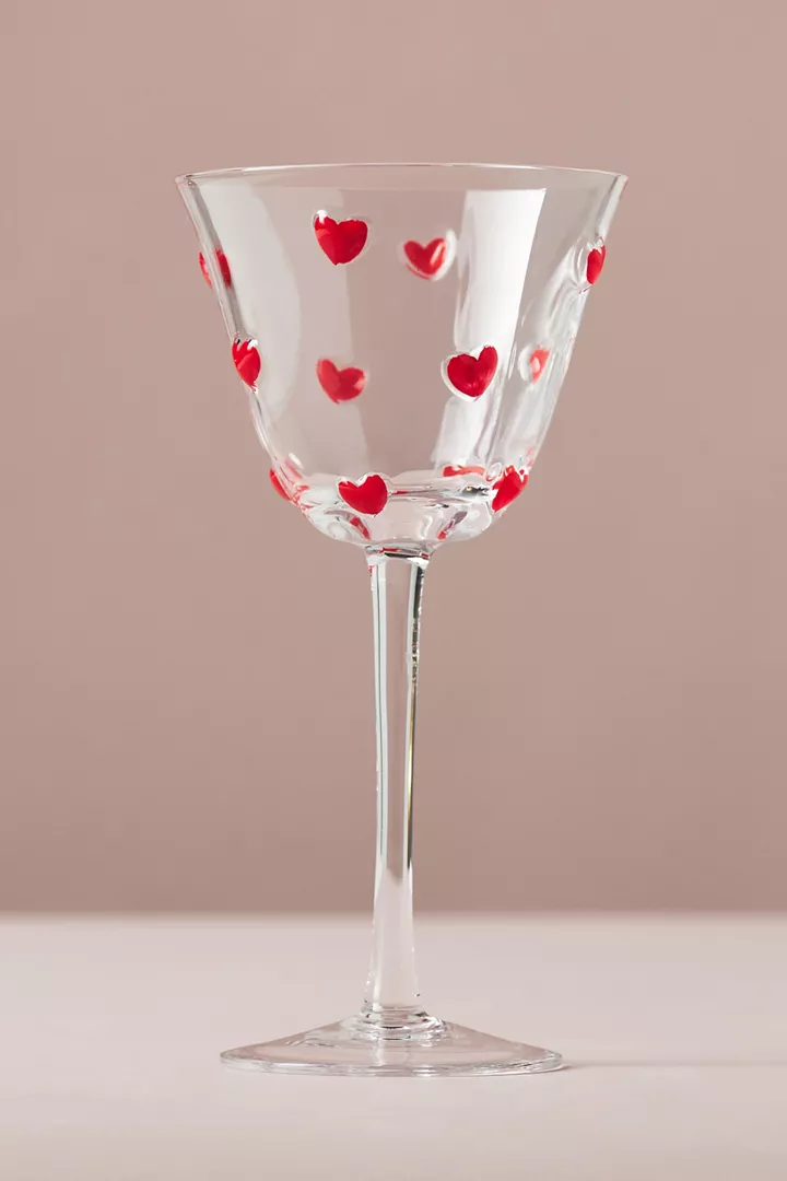 Handpainted Amorette Heart Icon Coupe Glass