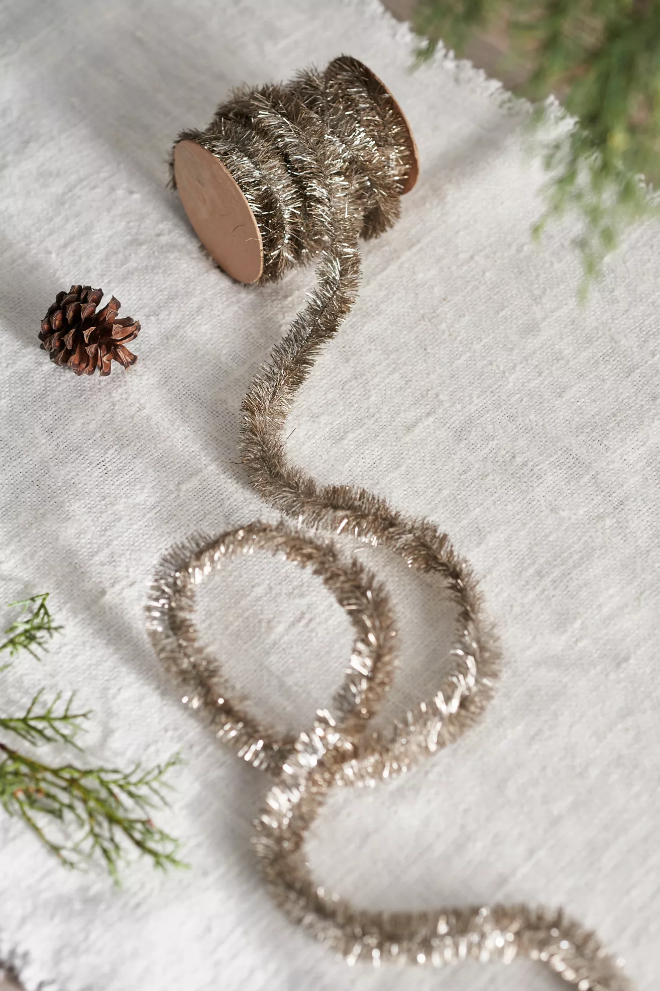 Terrain Antique Silver Tinsel Ribbon