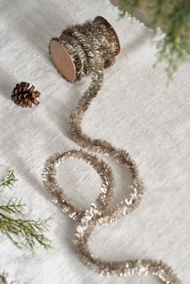 Antique Silver Tinsel Ribbon