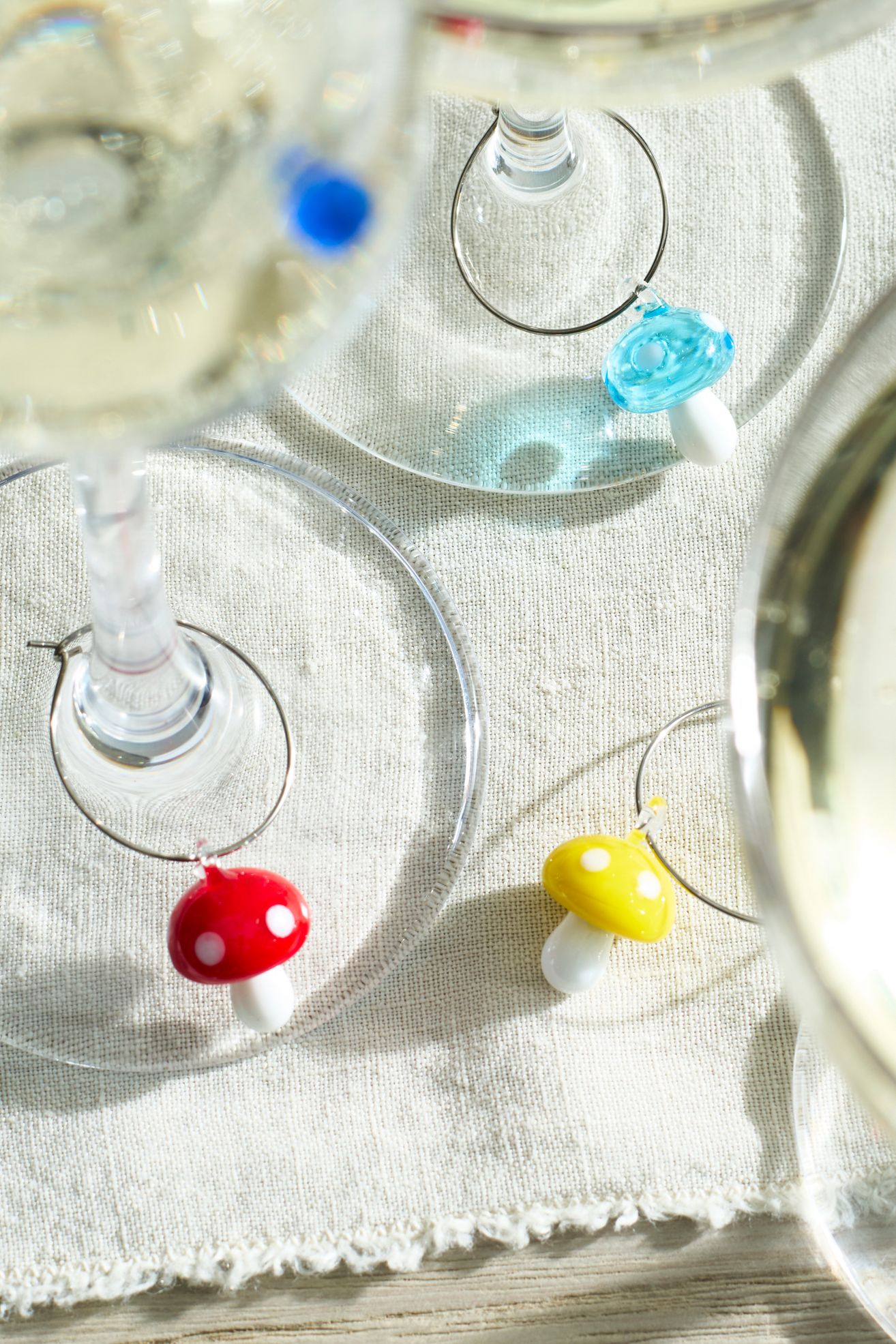Mushroom Wine Charms, Set of 6 - Multi, Standard, One Size