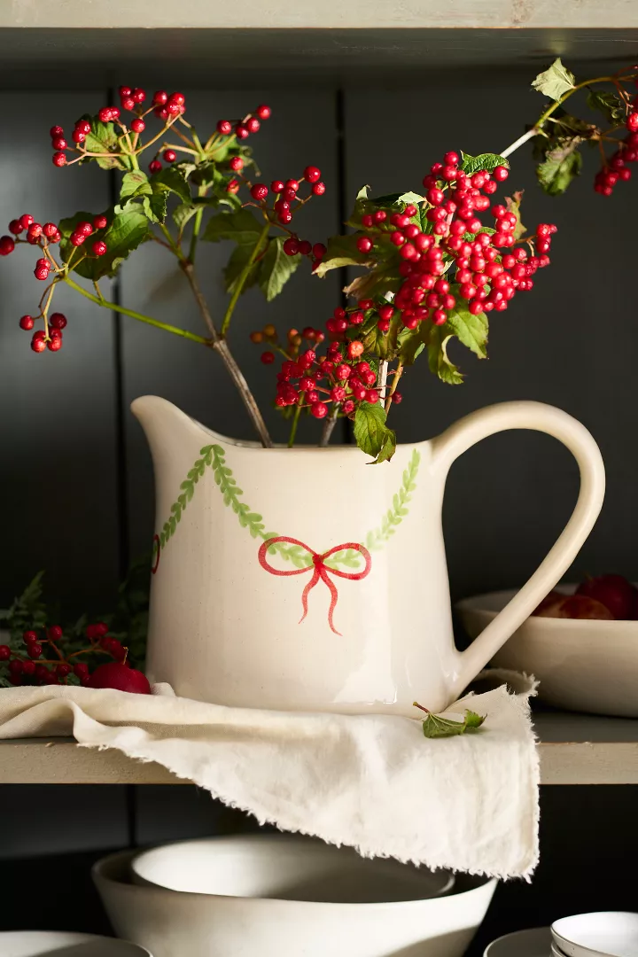 Bow + Vine Stoneware Jug