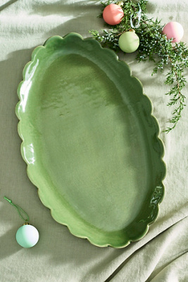 Terrain Scalloped Rim Stoneware Oval Serving Platter