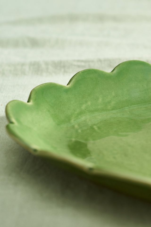 Scalloped Rim Stoneware Oval Serving Platter #1