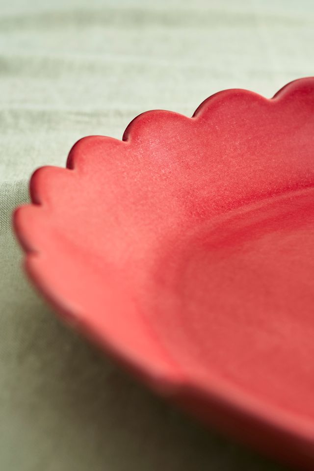 Scalloped Rim Stoneware Round Serving Platter #1