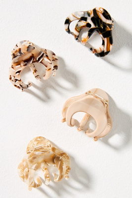 By Anthropologie Neutral Mini Hair Claw Clips, Set Of 4 In Multicolor