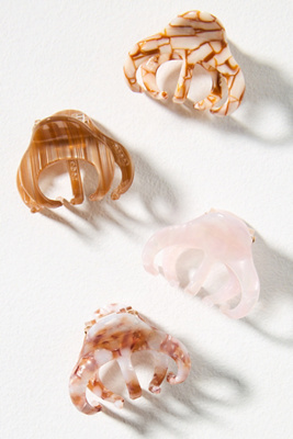 By Anthropologie Neutral Mini Hair Claw Clips, Set Of 4 In Pink