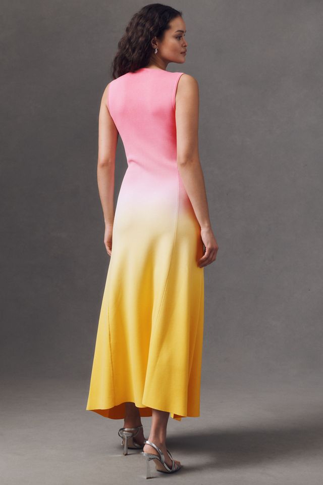 Acler Orkney Asymmetric High-Neck Ombre Midi Dress #2
