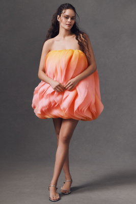 Acler Otley Strapless Mini Ombre Petal Dress In Pink