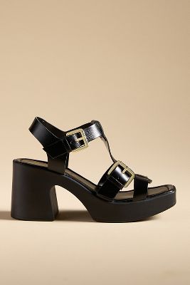 Shop Matisse Harrison Wood-heeled Sandals In Black