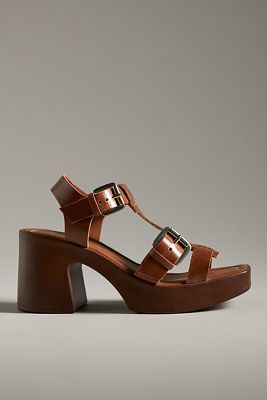 Shop Matisse Harrison Wood-heeled Sandals In Brown