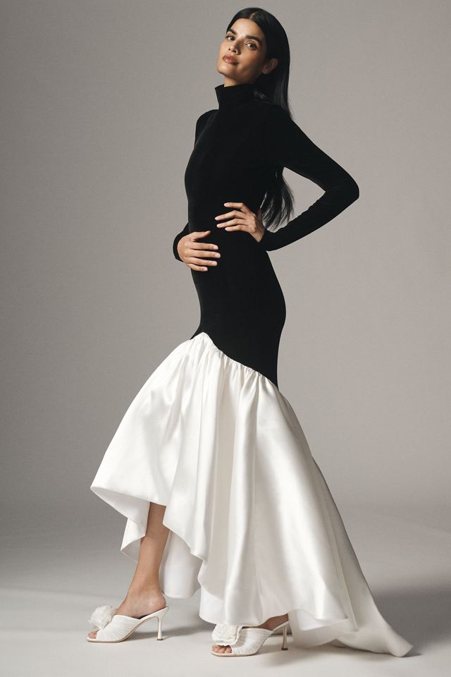 ET OCHS Dylan Turtleneck High-Low Mermaid Gown #3