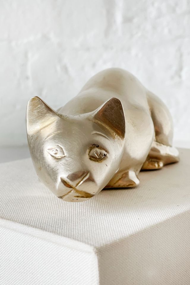 Old Flame Candle Co. Vintage Brass Resting Cat #2