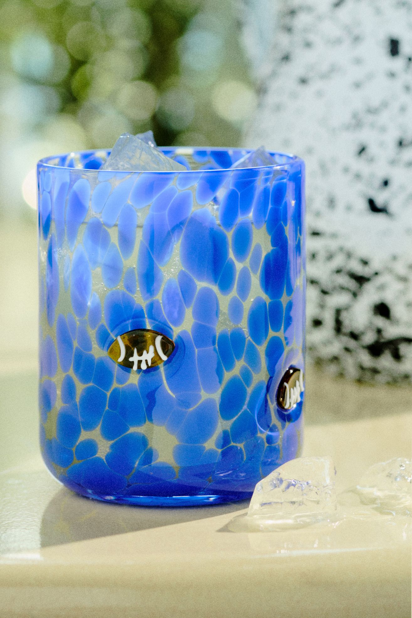 The Confetti Icon Juice Glass - Blue Football, Standard, One Size