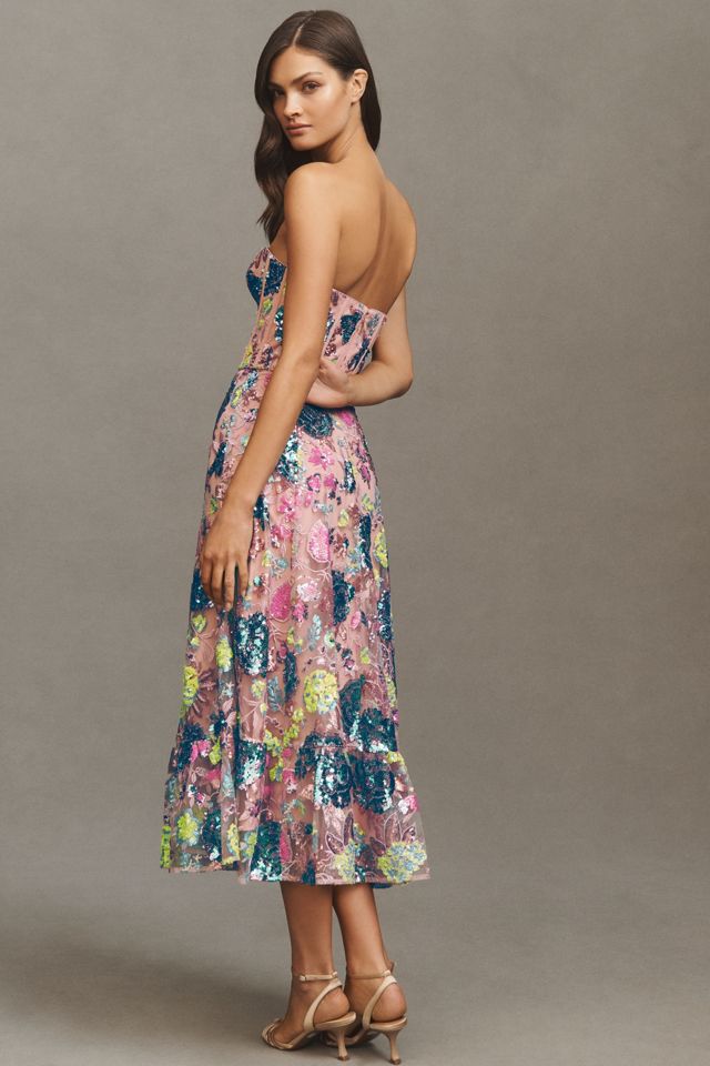 Dress The Population Carina Strapless Sweetheart Sequin Midi Dress #1