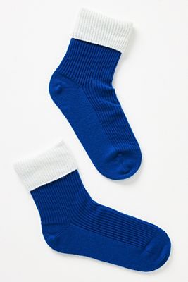 Shop Rosie Sugden Cashmere Contrast Socks In Blue