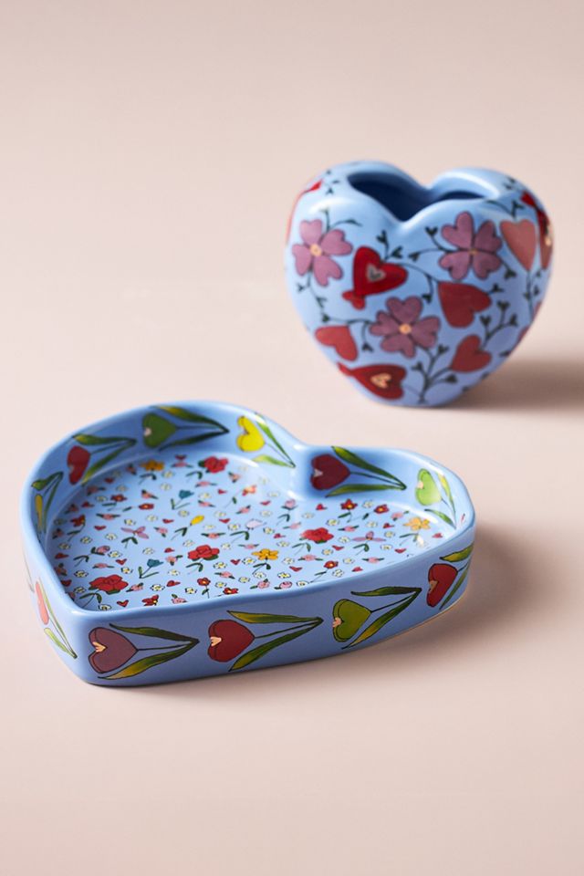 The Mud Fairy Blooming Hearts Stoneware Trinket Dish #1