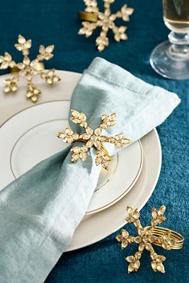 Snowflake Napkin Rings, Set of 4