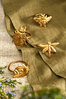 Golden Bugs Napkin Rings, Set of 4