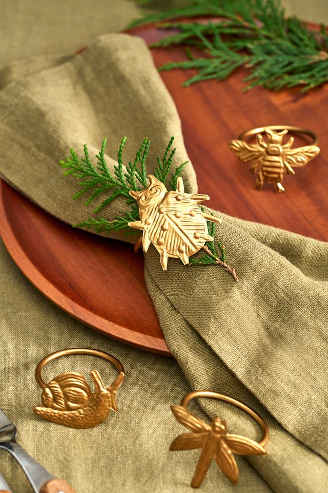 Golden Bugs Napkin Rings, Set of 4 #1