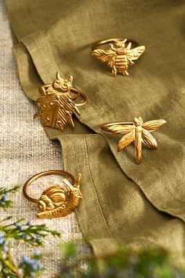 Golden Bugs Napkin Rings, Set of 4