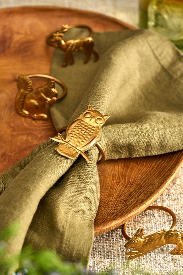 Golden Animals Napkin Rings, Set of 4 #1