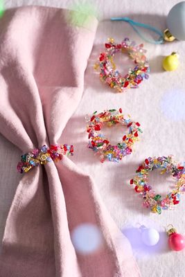 Confetti Beaded Napkin Rings, Set of 4