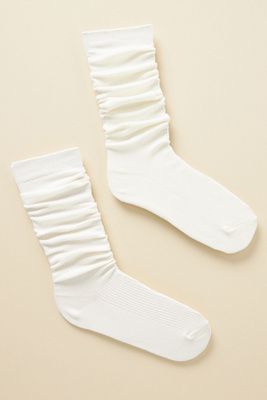 By Anthropologie Knee-high Ribbed Trouser Socks In White