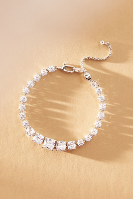 Shop Nadri Rockstars Crystal Line Bracelet In Silver