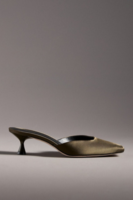 Reformation Daniela Kitten-heel Mules In Green