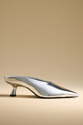 Simonmiller Chrome Pointed Gala Mules Silver In Silver