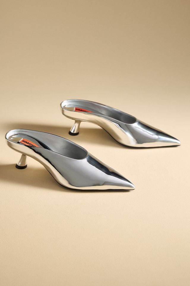 SIMONMILLER Chrome Pointed-Toe Gala Mules #1