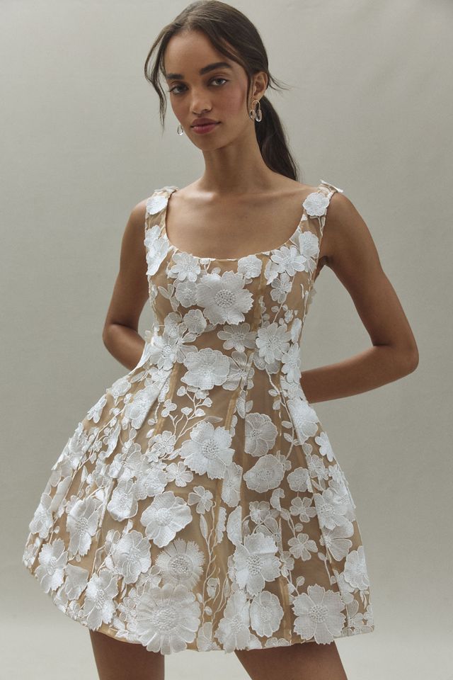 Bronx and Banco Jasmine Scoop-Neck Fit & Flare Mesh Floral Mini Dress #3