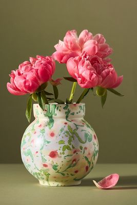 Sylvia Handpainted Floral Vase | Anthropologie