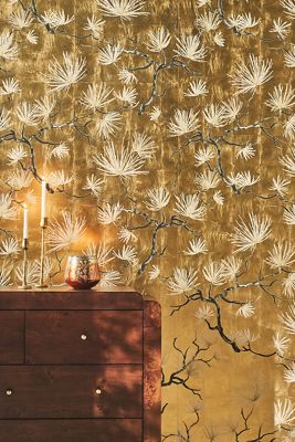 Bonsai Floral Gold Leaf Wallpaper