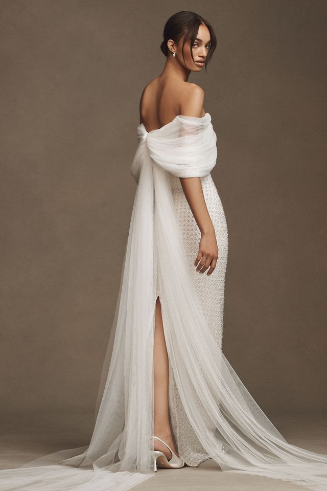 Costarellos Hemera Crystal-Beaded Sheath Wedding Gown #2