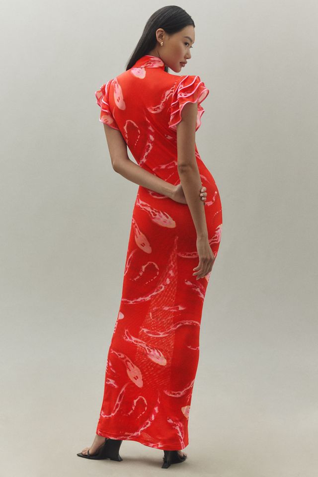 SAU LEE Keilani Ruffle-Sleeve Maxi Dress #1