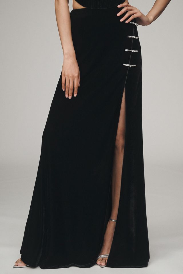 SAU LEE Venus Velvet Maxi Skirt #1