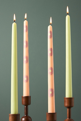 By Anthropologie Cora Handpainted Taper Candles, Set Of 4 In Multicolor