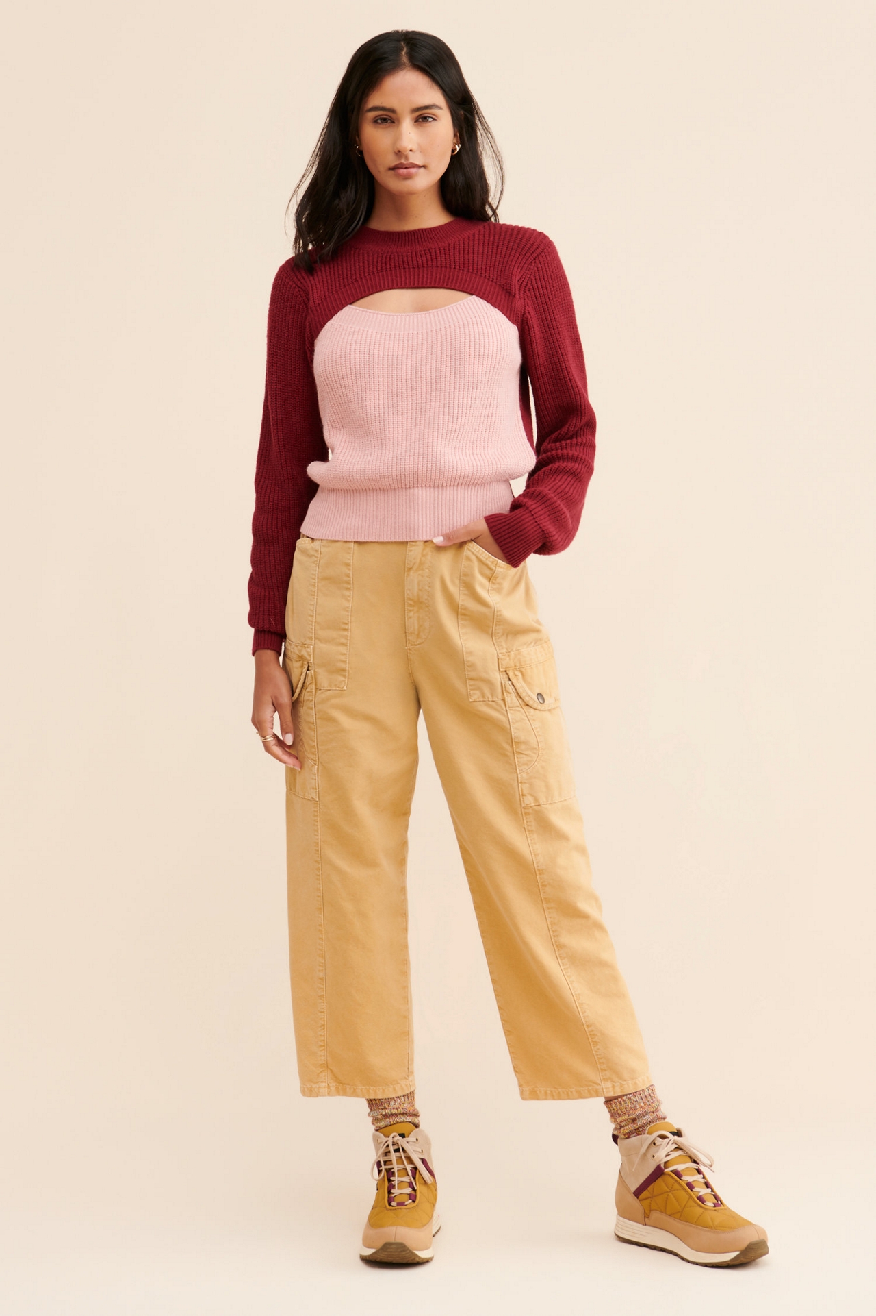 en elly Colorblock Knit Sweater
