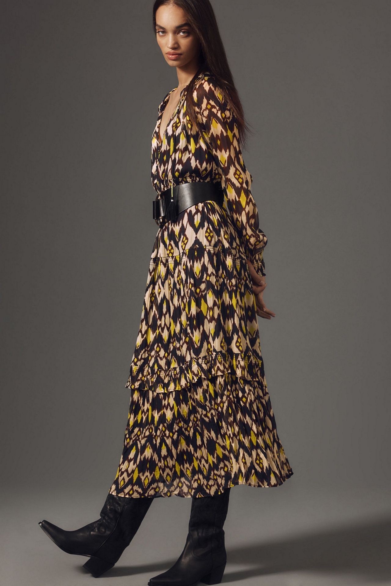The Marais Printed Chiffon Maxi Dress