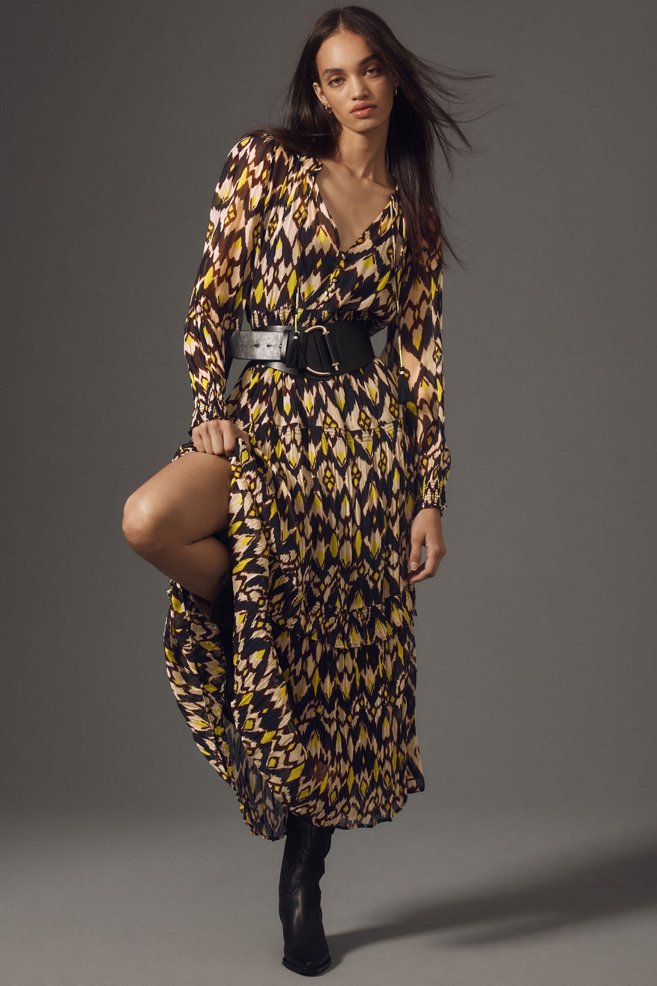 The Marais Printed Chiffon Maxi Dress