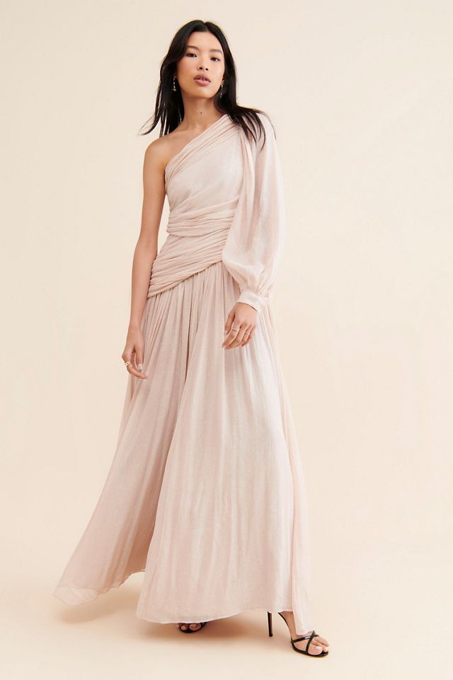 BHLDN Jade Metallic One-Shoulder Asymmetrical-Waist Gown #3